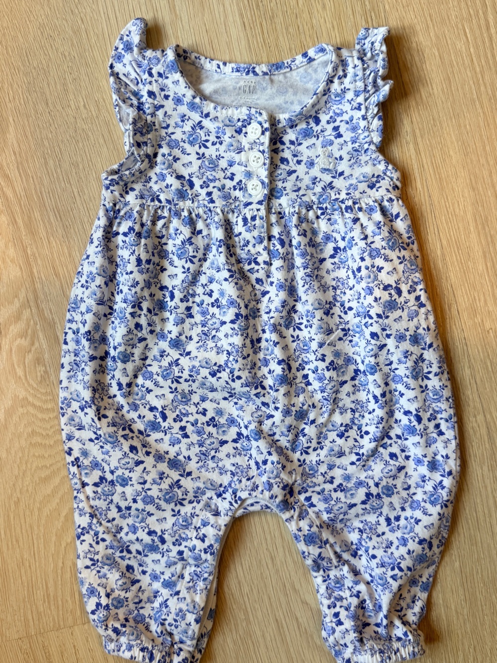 Baby GAP White and Blue Floral Baby Romper 0-3 Months